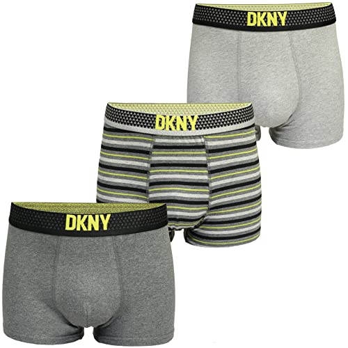DKNY Herren Mens Mainline Boxer Trunks (3-Pack) Boxershorts, Grey/Striped, M von DKNY