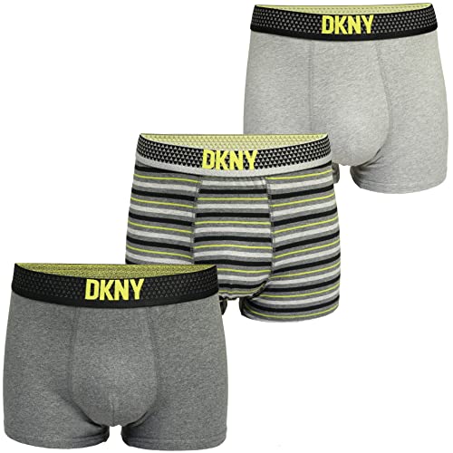 DKNY Herren Mens Mainline Boxer Trunks (3-Pack) Boxershorts, Grey/Striped, XL von DKNY