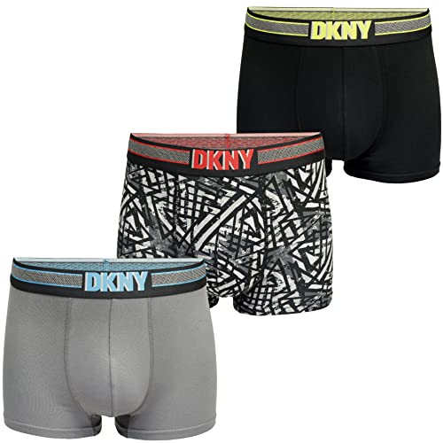 DKNY Herren Mens Premium Supersoft Modal Cotton Boxer Trunks Multipack of 3 XL Boxershorts, Monmouth-Black/Print/Lead, (3er Pack) von DKNY