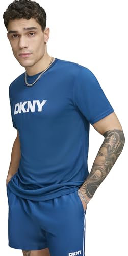 DKNY Herren Short Sleeve Quick Dry 40+ Protection UPF Top 0, Poseidon, Mittel von DKNY