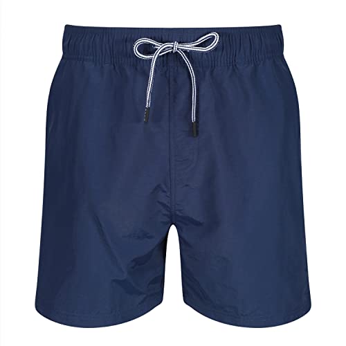 DKNY Herren Shorts in Blau mit seitlichen Band-Details, Polyester, schnelltrocknend Badehose, Navy, XL von DKNY