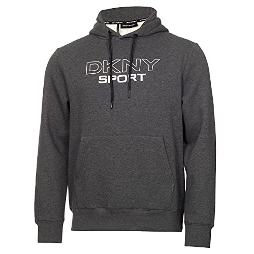 DKNY Herren South Street Atmungsaktiv weiche Fühler Hoody - Charcoal Marl - L von DKNY