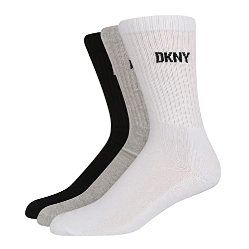 DKNY Herren Sportsocken in Schwarz/Weiß/Grau | Feuchtigkeitsableitende atmungsaktive Freizeit- und Sportsocken für Spaziergänge und Aktivitäten | Größe 7-11, Multipack mit 3 Paaren. von DKNY