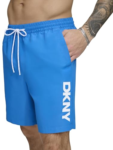 DKNY Herren Stretch Quick Dry Volley UPF 40+ Protection Swim Trunk Badehose, Blau, XL von DKNY