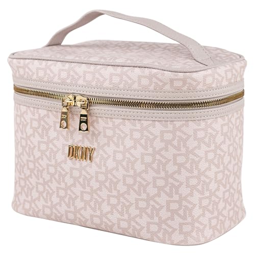 DKNY - Kulturbeutel Reise Damen Herren Wasserdicht Groß Hängend mit Fächern Waschtasche Organisator für Kosmetik und Hygieneartikel, Beig von DKNY