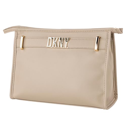 DKNY - Kulturbeutel Reise Damen Herren Wasserdicht Groß Hängend mit Fächern Waschtasche Organisator für Kosmetik und Hygieneartikel, Beig von DKNY
