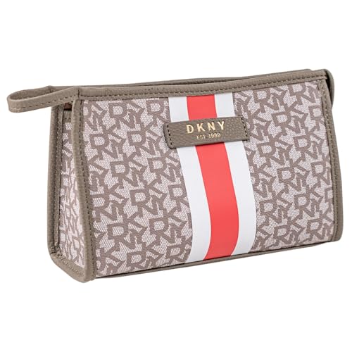 DKNY - Kulturbeutel Reise Damen Herren Wasserdicht Groß Hängend mit Fächern Waschtasche Organisator für Kosmetik und Hygieneartikel, Coral Rot von DKNY