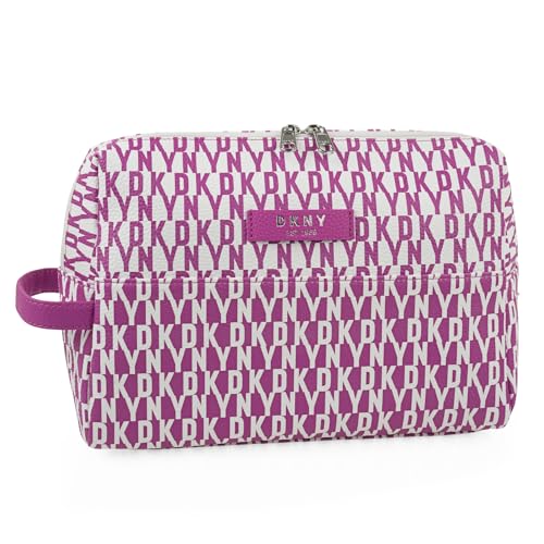 DKNY - Kulturbeutel Reise Damen Herren Wasserdicht Groß Hängend mit Fächern Waschtasche Organisator für Kosmetik und Hygieneartikel, Rosa von DKNY