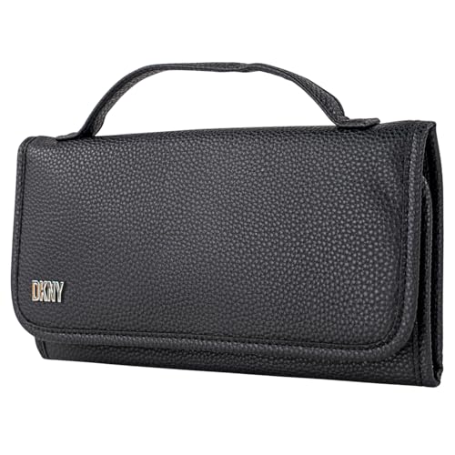 DKNY - Kulturbeutel Reise Damen Herren Wasserdicht Groß Hängend mit Fächern Waschtasche Organisator für Kosmetik und Hygieneartikel, Schwarz von DKNY