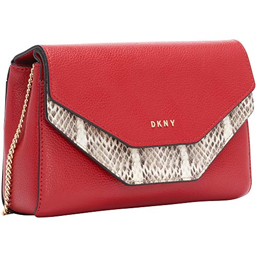 DKNY Damen, Sling Bag, Lisa Clutch in leuchtendem Rot/Naturfarben von DKNY