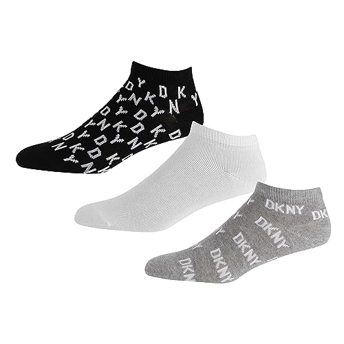 DKNY Men's, Damen Designer-Baumwollsocken in Schwarz/Weiß/Grau Ankle Socks, 37-40 von DKNY