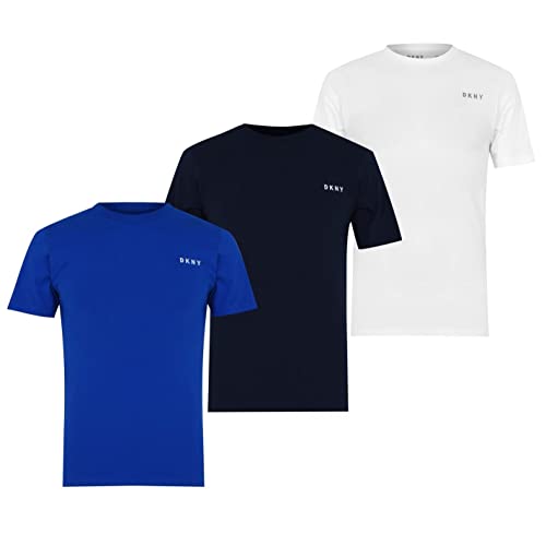 DKNY Men's 100% Cotton Designer Pack of 3 T-Shirt, Olive, S Kurz von DKNY