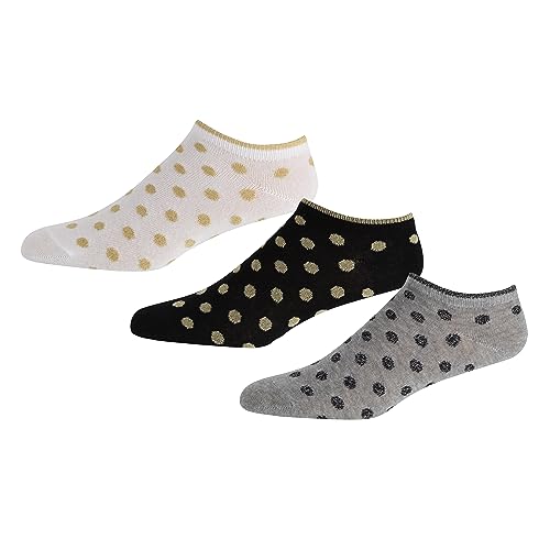 DKNY Men's Damen, Ladies Designer Baumwollsocken Weiß Punkten Ankle Socks, Grau/Schwarz/Ecru, 37-40 von DKNY
