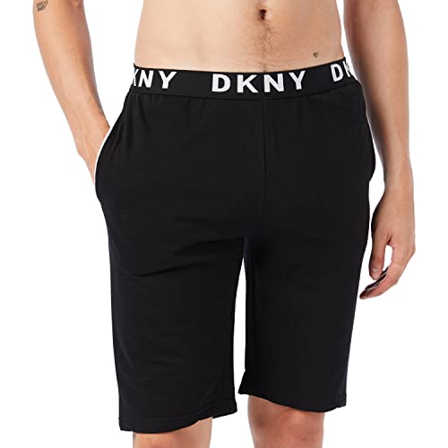 DKNY Men's Lounge Black, Designer Loungewear with Branded Waistband 100% Cotton Casual Shorts, Schwarz, L von DKNY