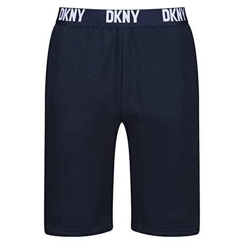 DKNY Men's Lounge Navy, Designer Loungewear with Branded Waistband 100% Cotton Casual Shorts, L von DKNY