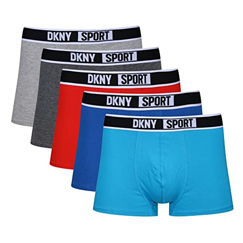 DKNY Men's Mens Boxers in Red/Grey/Blue/Black/Navy with Branded Waistband in Breathable Cotton Fabric Mix Boxer Briefs, L von DKNY