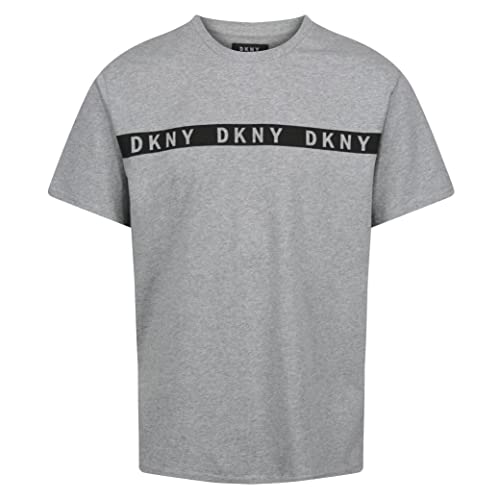 DKNY Men's Mens Lounge Grey with Black Strip Logo Detailing 100% Cotton T-Shirt, S von DKNY