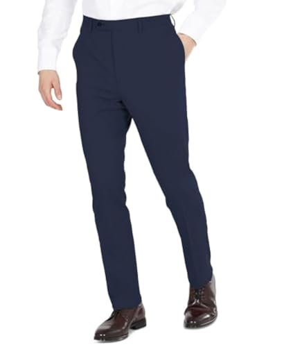 DKNY Men's Modern Fit High Performance Suit Separates Dress Pants, Navy Solid, 36W x 30L von DKNY