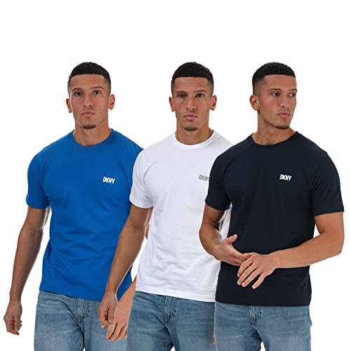 DKNY Men's Pack of 3 100% Cotton T-Shirt, Blue, M von DKNY