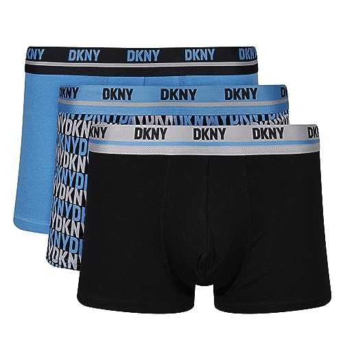 DKNY Mens Boxers in Black/Blue/Pattern | Super Soft 95% Cotton Boxershorts, von DKNY