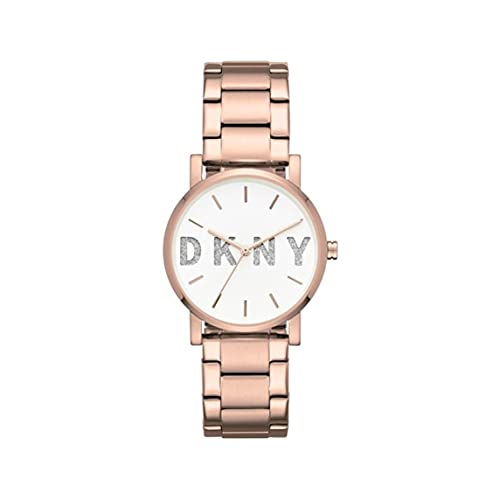 DKNY Damenuhren Soho, Dreizeigeruhrwerk, 34 mm RoségoldEdelstahlgehäuse mit Edelstahlarmband, NY2654 von DKNY