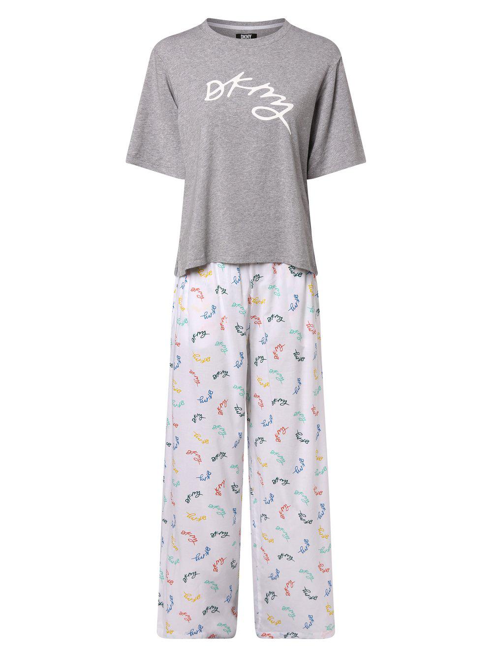 DKNY Pyjama Damen Baumwolle Rundhals gemustert, hellgrau von DKNY