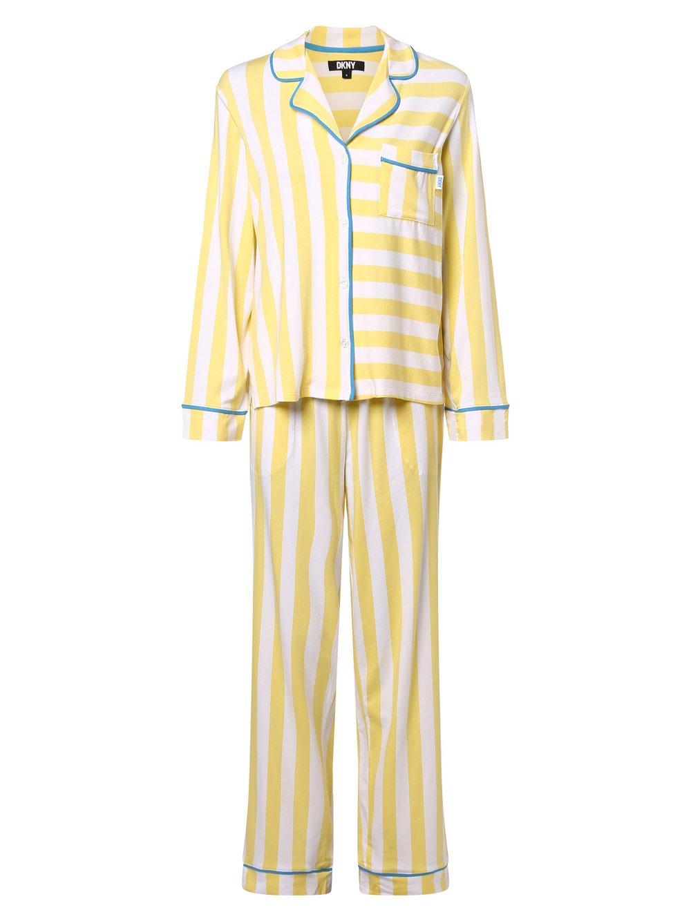 DKNY Pyjama Damen Baumwolle gestreift, gelb von DKNY