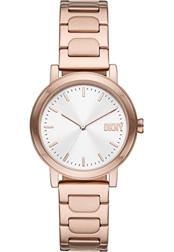 DKNY Damenuhren Soho D, Dreizeiger Uhrwerk, 34mm Rose Gold Edelstahlgehäuse mit Edelstahlarmband, NY6622 von DKNY