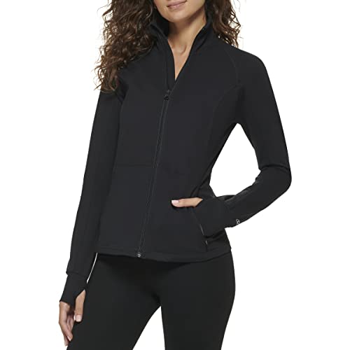 DKNY Sport Women's Balance Full Zip Jacket W/Thumb Holes Cardigan Sweater, Black, S von DKNY