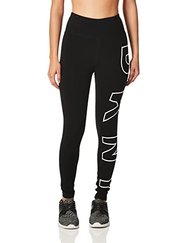 DKNY Damen High Waist Logo Leggings, Weiß, M EU von DKNY