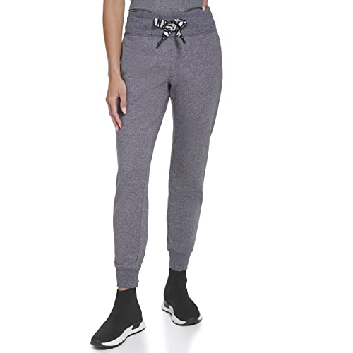 DKNY Women's Sport Metallic Two Tone Logo Drawcord Jogger Sweatpants, Black Cherry, Large von DKNY