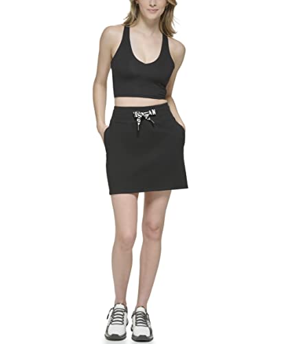 DKNY Sport Women's Two Tone Logo Drawcord Relaxed Skirt, Black, X-Small von DKNY