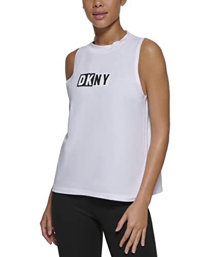 DKNY Women's Sport Two Tone Logo Tank Top, White, Small von DKNY