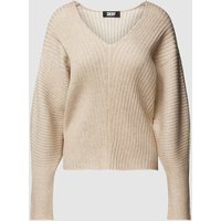 DKNY Srickpullover mit abgerundetem V-Ausschnitt in Beige, Größe L von DKNY