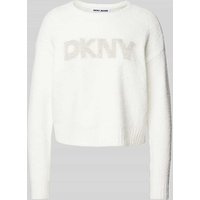 DKNY Strickpullover mit Label-Print in Offwhite, Größe L von DKNY