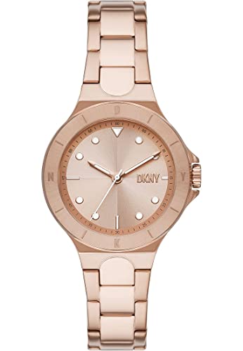 DKNY Damenuhren Chambers, QuarzDreizeigerwerk, 34MM Rose Gold Edelstahlgehäuse mit Edelstahlarmband, NY6642 von DKNY