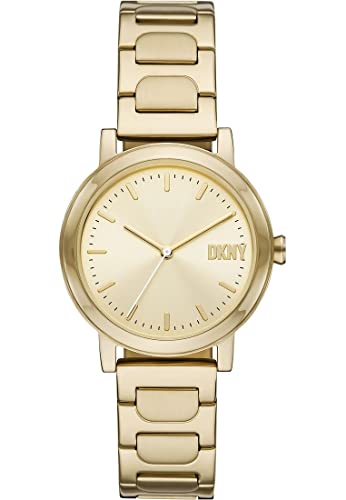 DKNY Damenuhren Soho D, Dreizeigeruhrwerk, 34MM GoldEdelstahlgehäuse mit Edelstahlarmband, NY6651 von DKNY