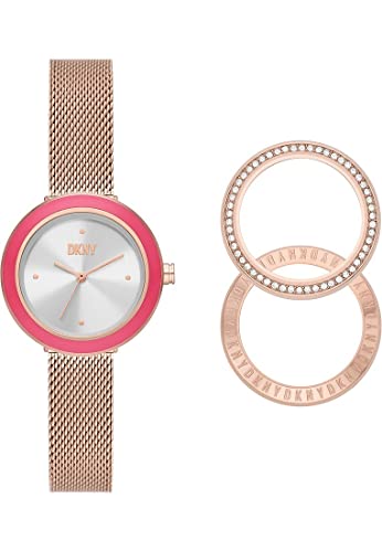 DKNY Damenuhren Sasha, QuarzDreizeiger Uhrwerk, 29MM Rose Gold Edelstahlgehäuse mit Edelstahlarmband, NY6654SET von DKNY