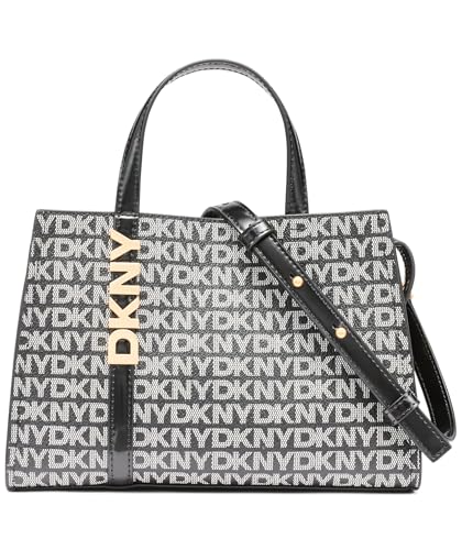DKNY Women's Avril SMALL Satchel Crossbody 100% PVC with pu Trim, Black Logo and Black von DKNY