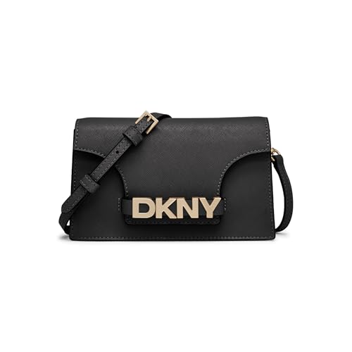 DKNY Women's Avril Wallet ON A String Cow Leather Coated with 100% Polyurethane, Black and Gold von DKNY