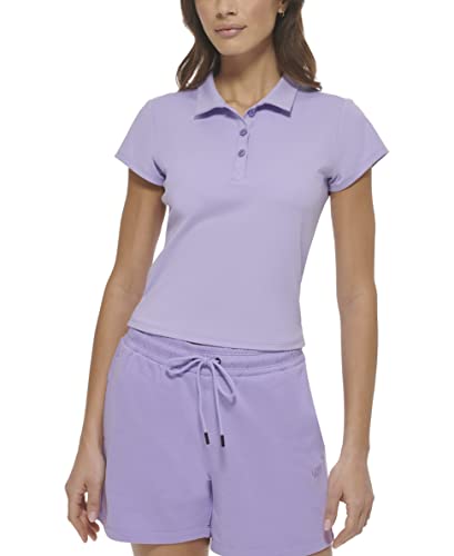 DKNY Women's Balance Collared V-Neck Cropped Polo Shirt, Tulip, X-Large von DKNY