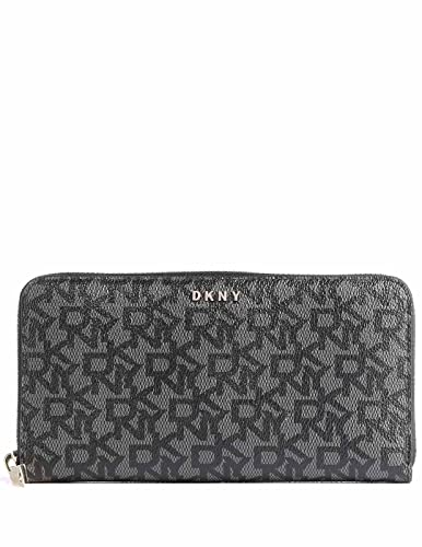 DKNY Women's Bryant Large Zip Around Coated Logo Bi-Fold Wallet, Black von DKNY