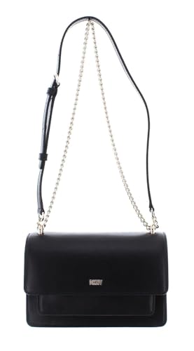 DKNY Women's Bryant Small Flap Bag with an Adjustable Chain Strap in Sutton Leather Crossbody, Black/Gold von DKNY