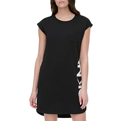 DKNY Women's Cap Sleeve Logo T-shirt Dress, Black, M von DKNY