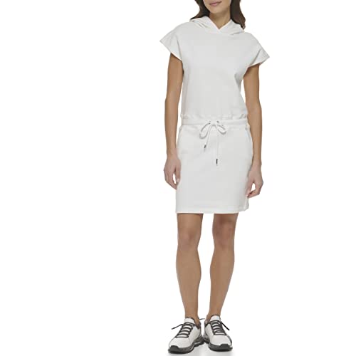 DKNY Women's Emproided Logo Cliched Waist Hooded Sneaker Casual Dress, White, X-Small von DKNY