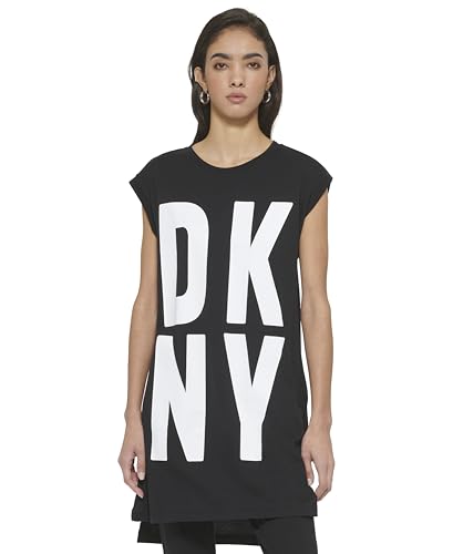 DKNY Women's Exploded Logo Cotton Blend Tunic T-Shirt, Black / White, XS DKNY Women's Exploded Logo Cotton Blend Tunic T-Shirt, Black / White, XS von DKNY