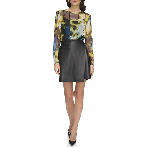 DKNY Women's Faux Leather Skirt, Black, Size 12 von DKNY