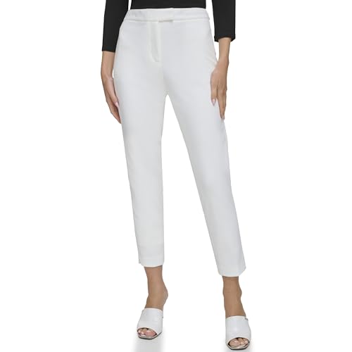 DKNY Women's Front Tab Straight Pants, Ivory, Size 40 von DKNY