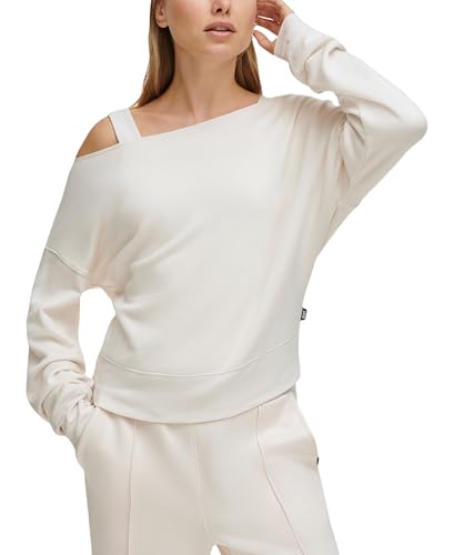 DKNY Women's Greenwich Off The Shoulder Sweatshirt, Sand, X-Small von DKNY