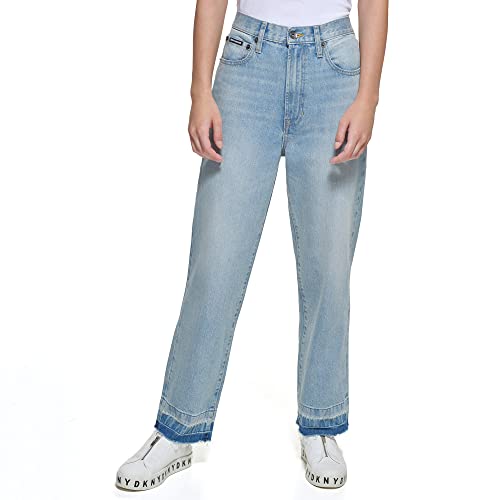 DKNY Women's High Rise Straight Leg Jeans, Light Wash Denim, 31 von DKNY